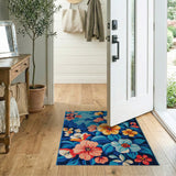 Vibrant Multi-Color Floral Navy Area Rug