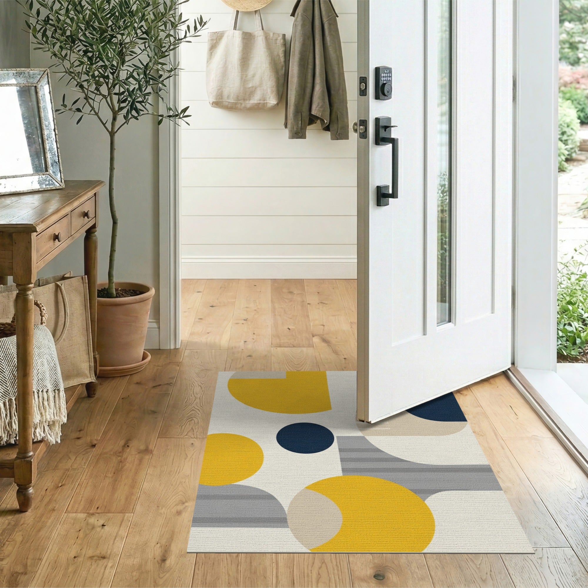 ODIKA Modern Abstract Geometric Washable Rug - Low Pile Non-Slip Area Rug