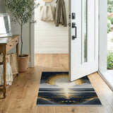 Golden Sun Over Mountains Geometric Rug