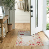 Pink Floral Butterfly Area Rug