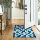 Geometric Modern Blue and Teal Blue Teal Geometric Triangle Area Rug