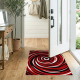 Bold Red Swirl Geometric Area Rug