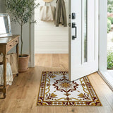 Ornate Gold Maroon Persian Medallion Rug