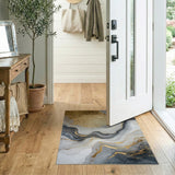 Elegant Abstract Grey and Gold Area Rug
