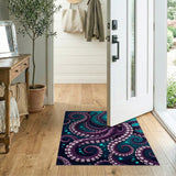 Mystical Purple Octopus Underwater Area Rug