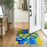 Bold Blue Yellow Geometric Modern Rug
