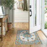 Ornate Blue Teal Persian Medallion Rug