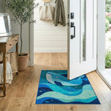 Playful Cartoon Blue Whale Ocean Area Rug