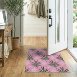 Pink Fern Fronds Snowflake Holiday Rug