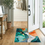 Teal Orange Marble Abstract Area Rug