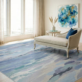 Coastal Ocean Waves Blue Area Rug