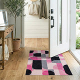 Multi-color and Patterns Bold Pink Black Geometric Area Rug