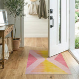 Vibrant Pink Yellow Gradient Geometric Area Rug
