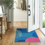 Blue Teal Abstract Bubble Overlap Area Rug