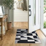 Geometric Modern Black and White Abstract Geometric Black White Area Rug