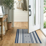 Navy Grey Striped Starfish Coastal Area Rug