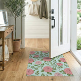 Blush Pink Roses Vintage Floral Area Rug