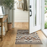 Southwestern Brown Tan Geometric Area Rug