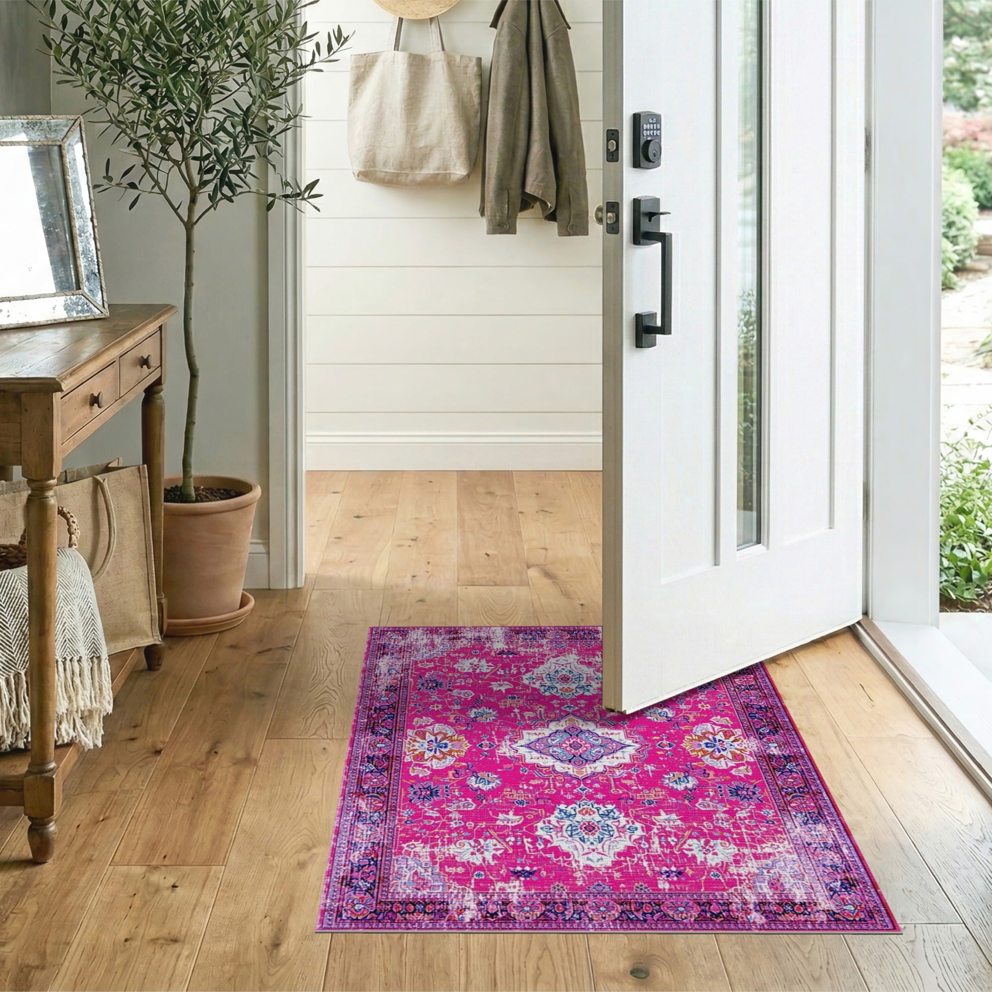 Pink Distressed Persian Area Rug