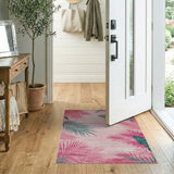 Pink Palm Frond Coastal Area Rug