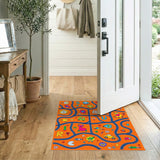 Orange Kids Cartoon Road Map Area Rug