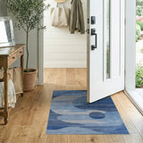 Blue and Teal Abstract Area Fluid Blue Wave Abstract Area Rug