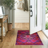 Multi-color and Patterns Vibrant Pink Geometric Tribal Area Rug
