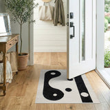 Yin-Yang Pixelated Black White Geometric Rug