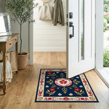 Multi-color and Patterns Navy Blue Traditional Persian Floral Area Rug