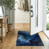Layered Blue Teal Misty Peaks Abstract Rug