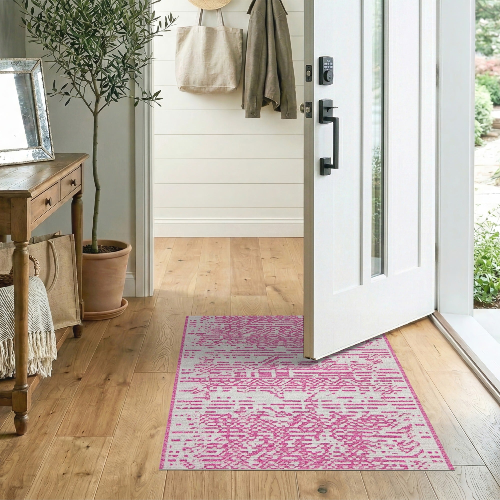 Geometric Modern Pink Geometric Abstract Area Rug