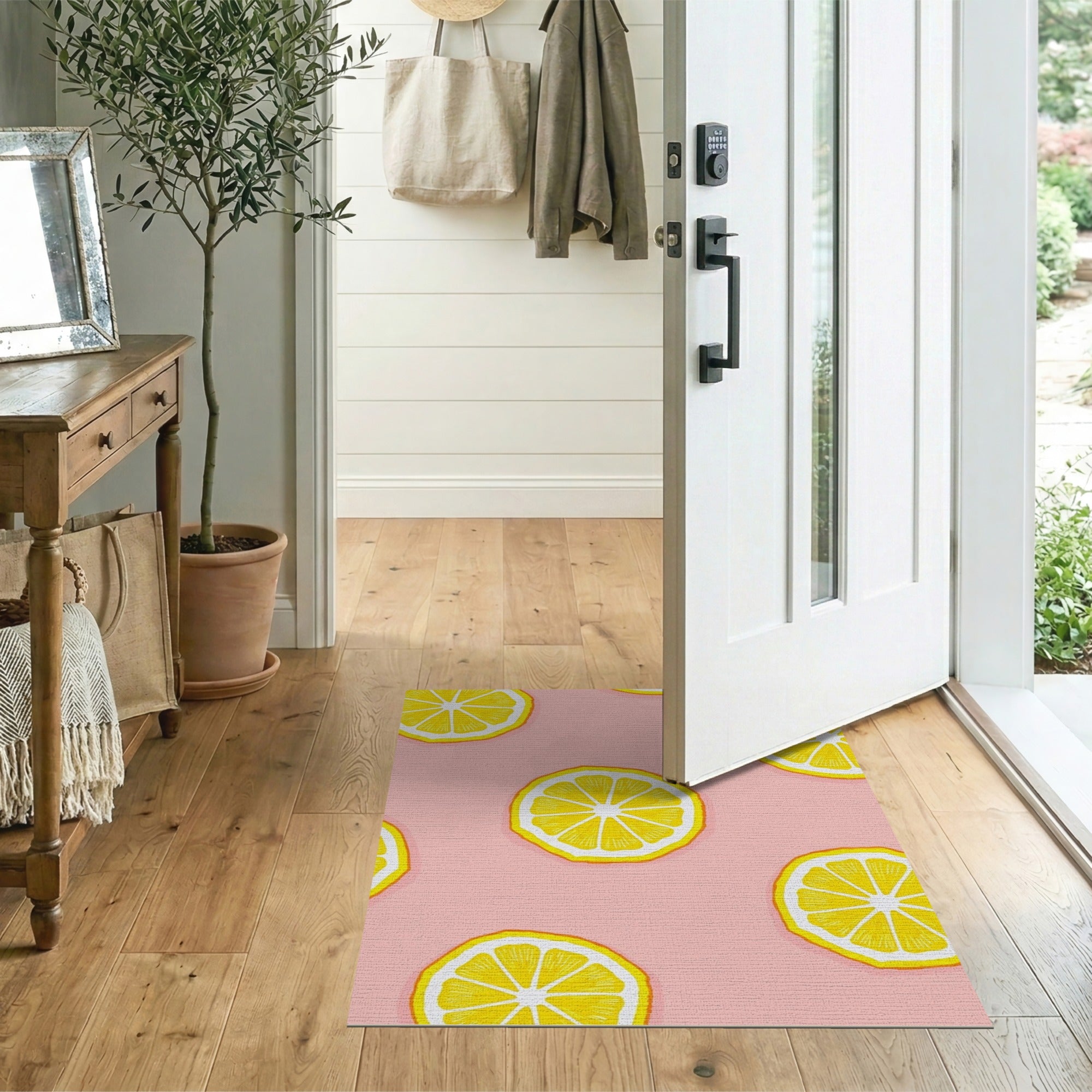 Blush Pink Lemon Slices Area Rug
