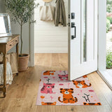 Cute Cartoon Tiger Cubs Pink Area Rug