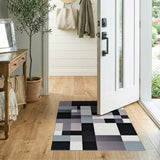 Modern Geometric Grey Patchwork Area Rug