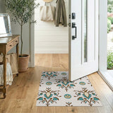 Blue and Teal Teal Floral Persian Motif Area Rug