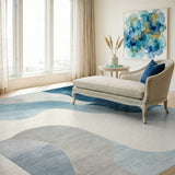 Abstract Area Fluid Blue Waves Abstract Area Rug