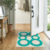 Modern Teal Circle Frame Area Rug