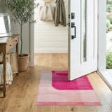 Geometric Modern Pink Vibrant Pink Geometric Abstract Area Rug
