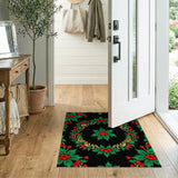 Festive Holly Berry Black Area Rug