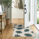 Oversized Teal Leaf Silhouette Area Rug