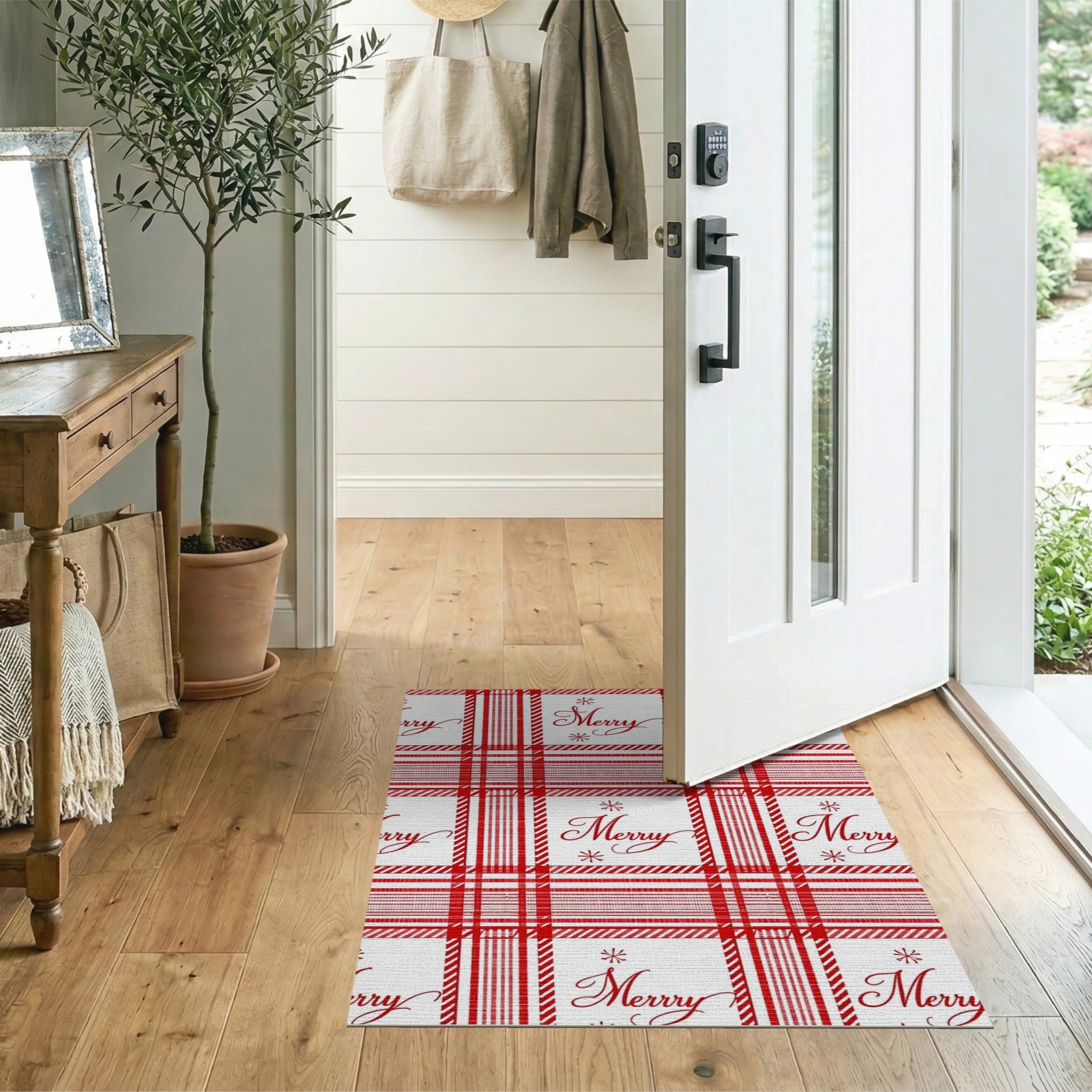 Festive Merry Red Plaid Area Rug