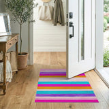 Vibrant Multi-Color Striped Shag Area Rug