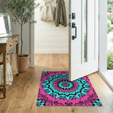 Multi-color and Patterns Vibrant Pink Teal Mandala Area Rug