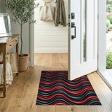 Bold Red Wavy Abstract Red Area Rug