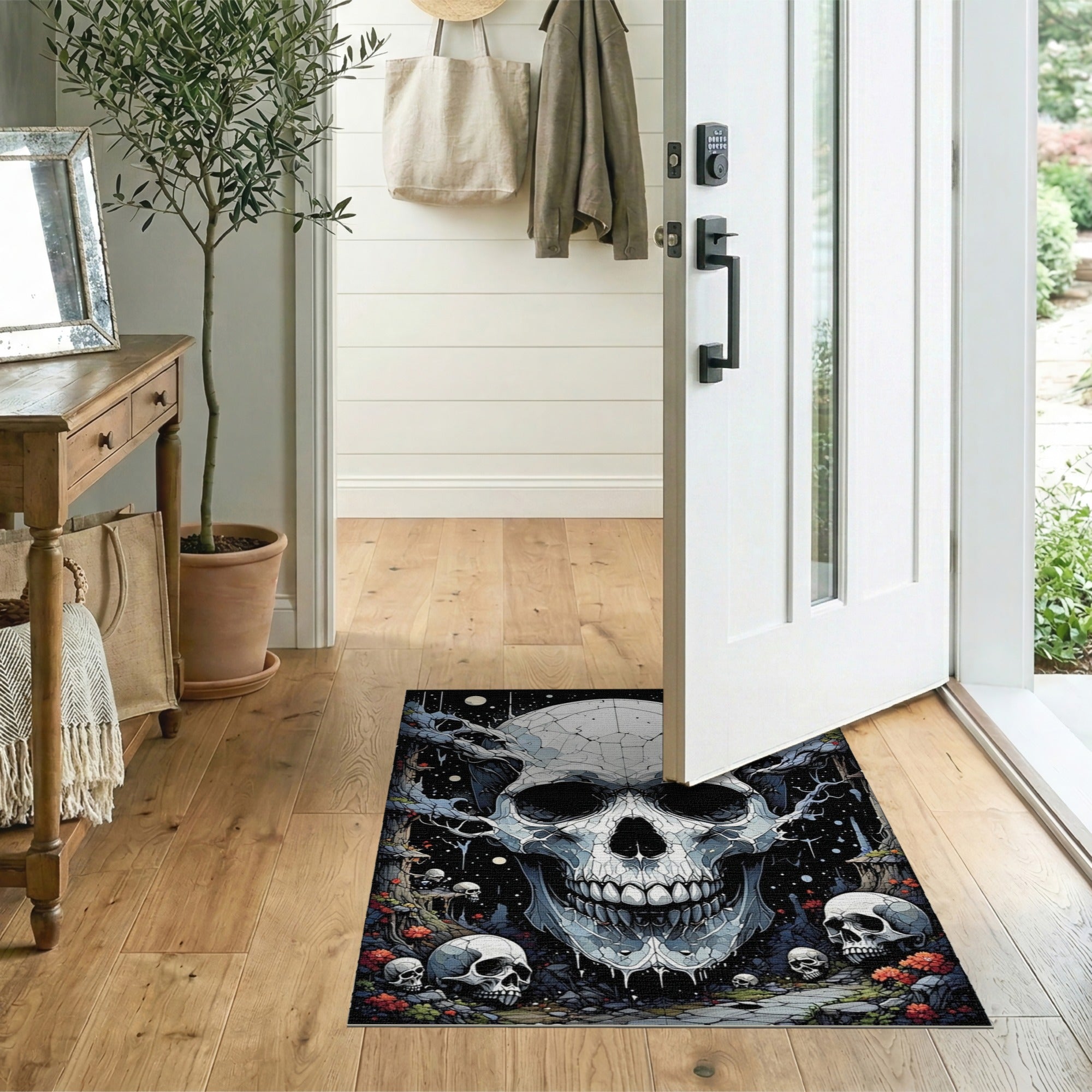 Mystical Cracked Skull Grove Area Rug