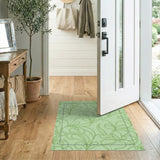 Green Swirling Vine Floral Area Rug