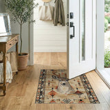 Southwestern Deer Head Tribal Area Rug