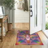 Pink Ballet Slipper Rainbow Geometric Area Rug
