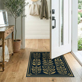 Elegant Gold Leaf Floral Vintage Rug