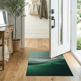 Misty Green Mountains Abstract Area Rug